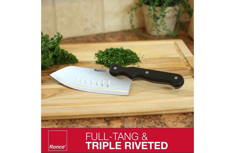 Ronco Triple Riveted Full Tang Rocker Knife with Curved Blade