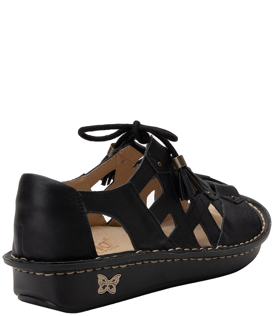 Alegria Valerie Burnish Leather Open Toe Lace-Up Fisherman Sandals