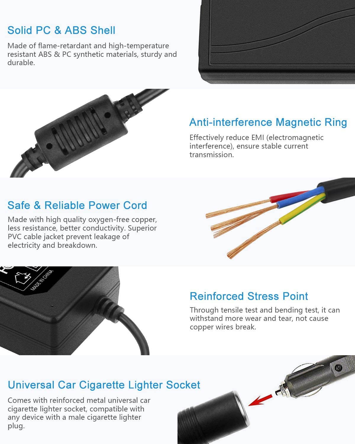 ALITOVE AC to DC Converter 12V 5A 60W 100-240V to 12V Car Cigarette Lighter Socket AC/DC Power Adapter Power Supply for Car Vacuum Cleaner Car Fan Car Air Purifier Car MP3 Other Car Devices Under 60W