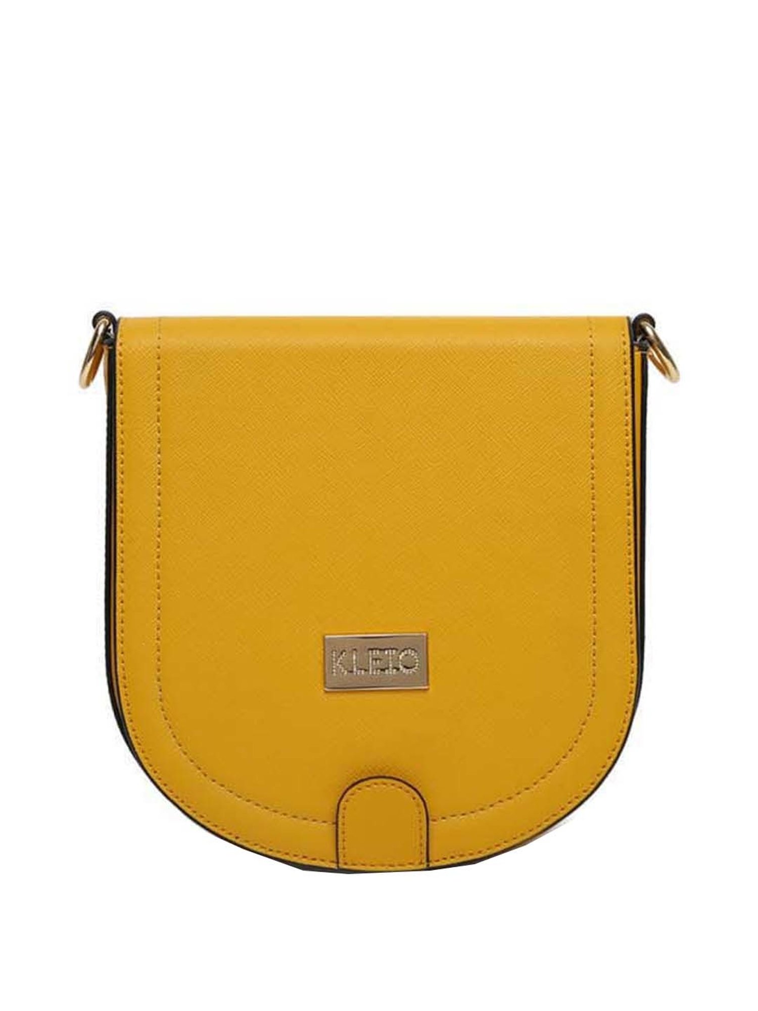 KLEIO Mustard Solid Small Sling Handbag