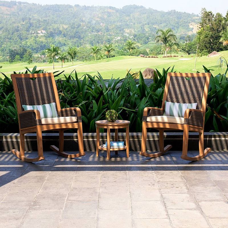 Palma 3pc Teak Patio Rocking Chair Chat Set - Cambridge Casual