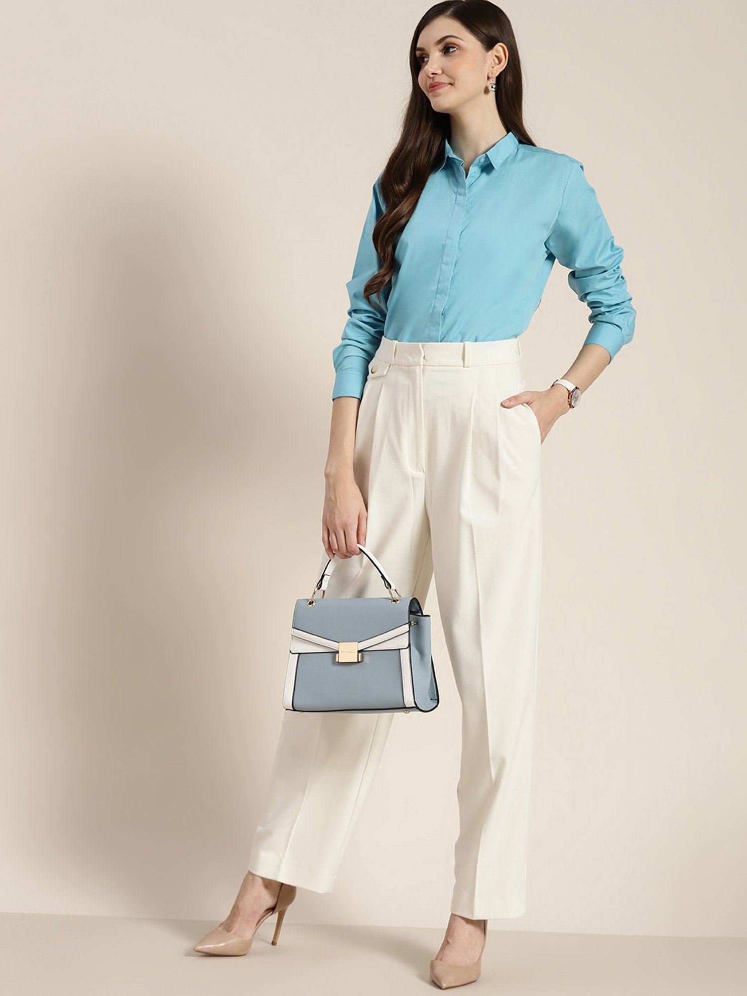 Hancock Blue Cotton Regular Fit Shirt