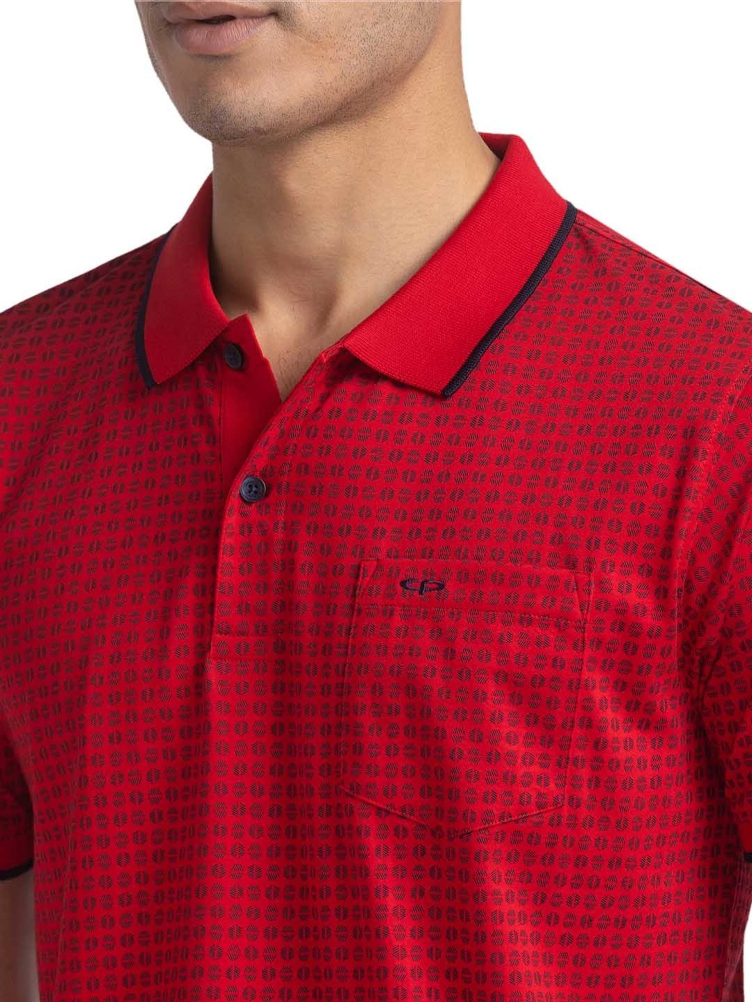 ColorPlus Red Tailored Fit Polo Printed T-Shirt