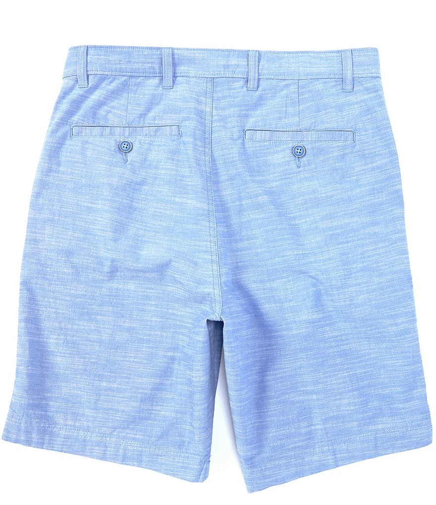 Roundtree & Yorke 9#double; Inseam Flat Front Slub Chambray Shorts
