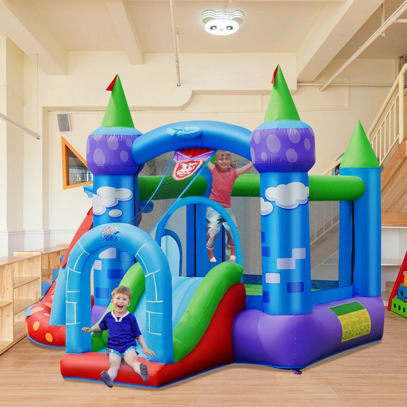 Costway Kids Inflatable Bounce House Dragon Jumping Slide Bouncer Castle W/ 750W Blower