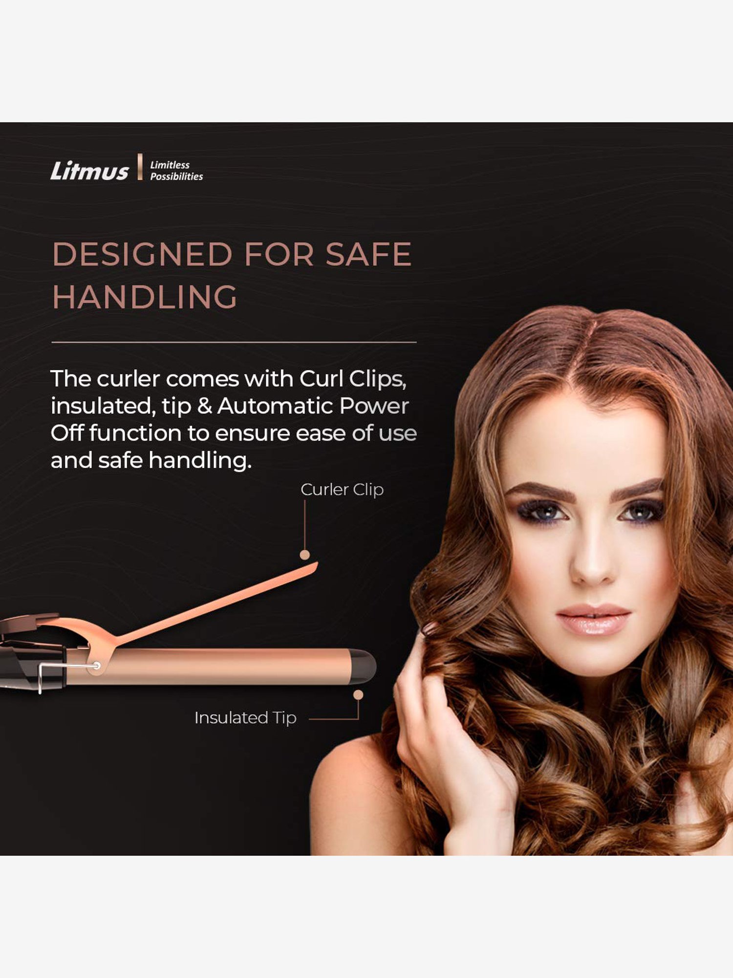 Litmus HC25 Professional Hair Curler (Black/Bronze)