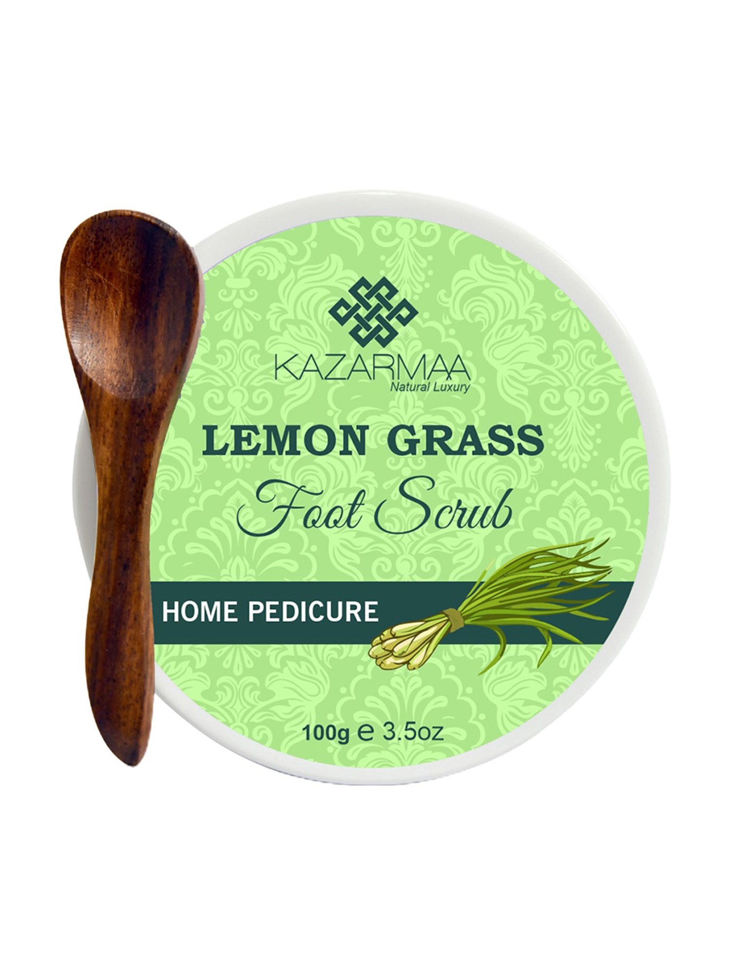 Kazarmaa Lemongrass Foot Scrub with Wooden Spoon - 100 gm