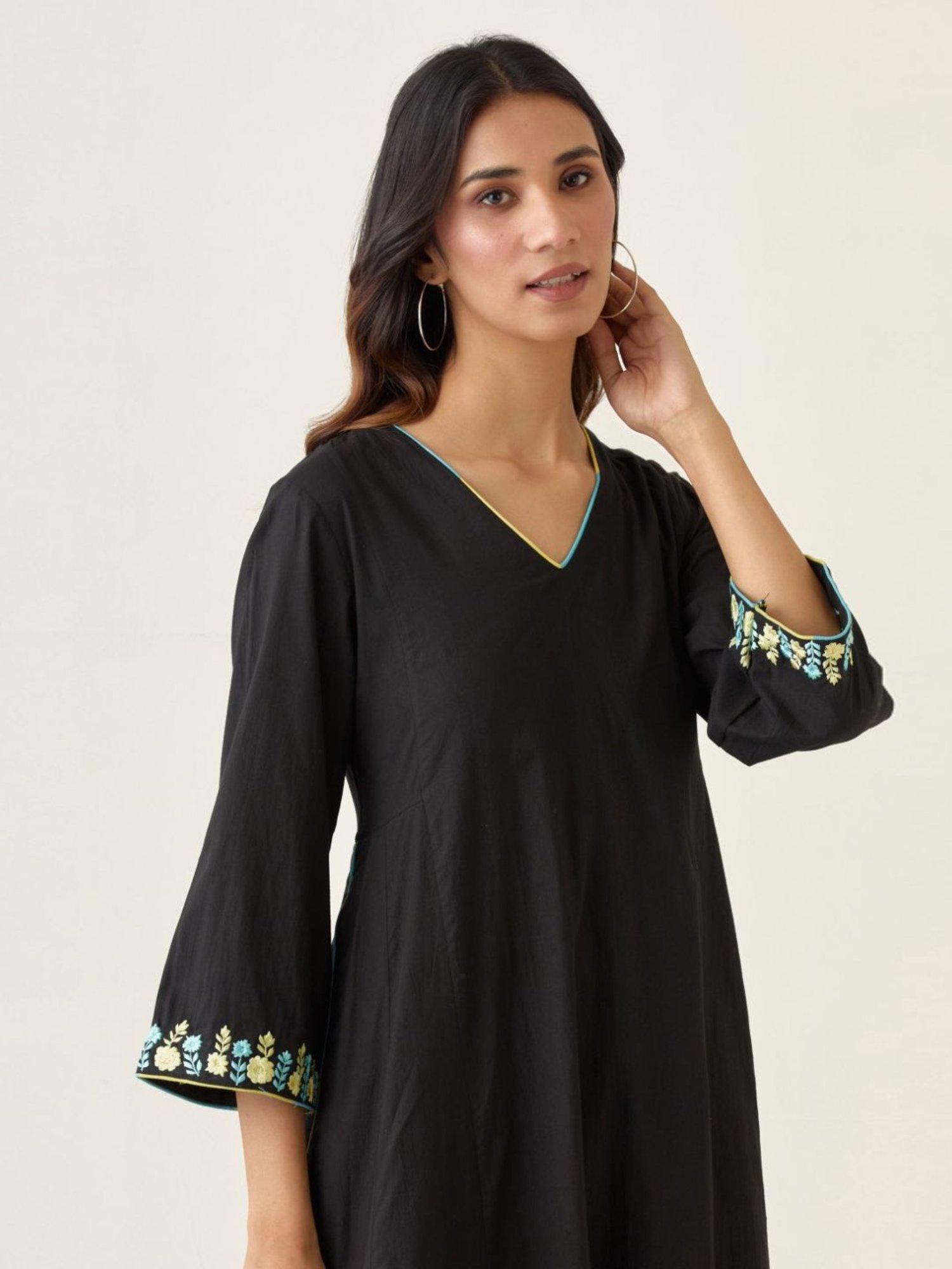 Vinusto Black, Blue & Yellow Summer Nostalgia Kurta with Pant and Dupatta