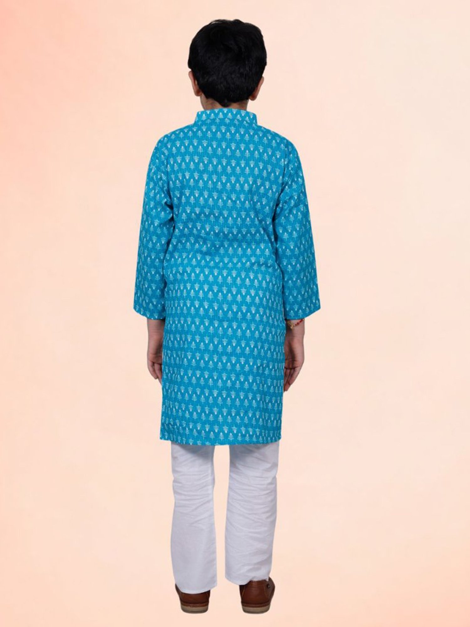 Tippy Top Kids Blue & White Printed Full Sleeves Kurta with Pyjamas