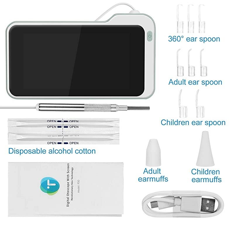 39mm Ear Inspection Camera with 5 inch IPS Screen Digital Otoscope with Earwax Removal Kit Tools Ear Scope Cleaning Tool
