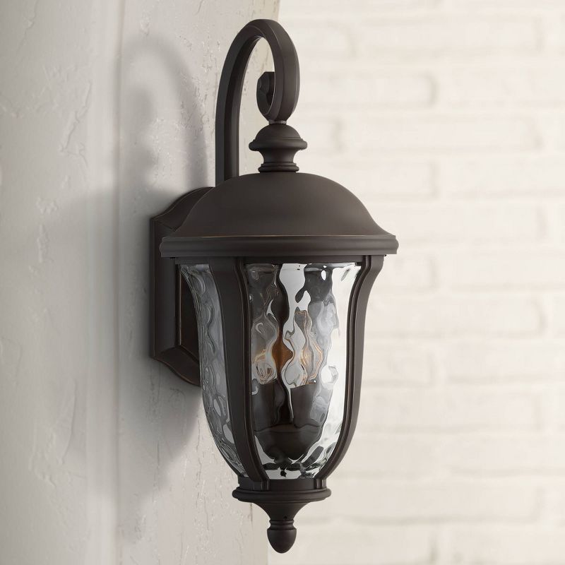 John Timberland Traditional Outdoor Wall Light Fixture Bronze 22 1/4" Clear Hammered Glass for Exterior House Porch Patio Deck