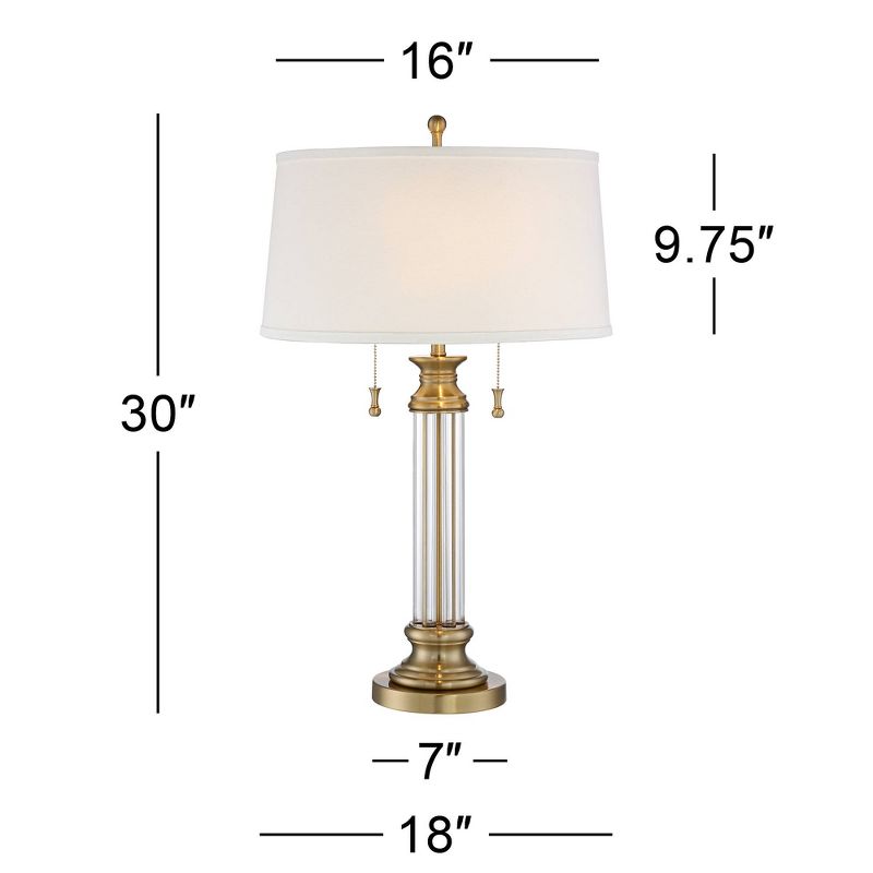 Vienna Full Spectrum Rolland Antique Brass Crystal Column Lamp with Table Top Dimmer