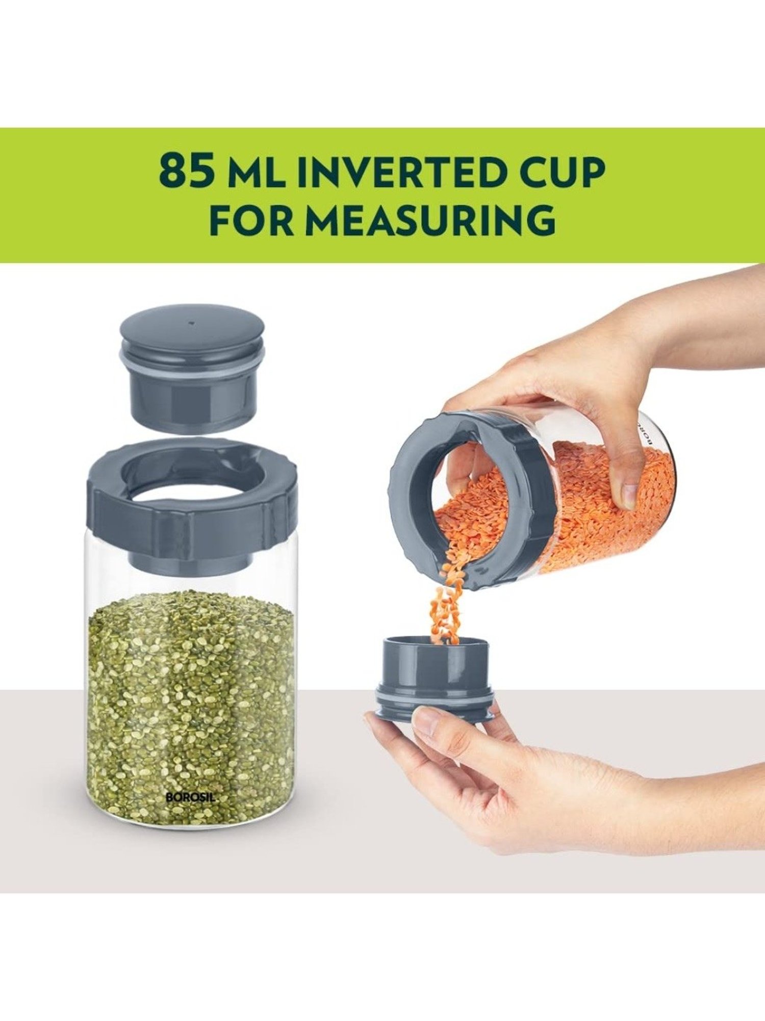 Borosil Transparent Glass Jar & Container (600ml)