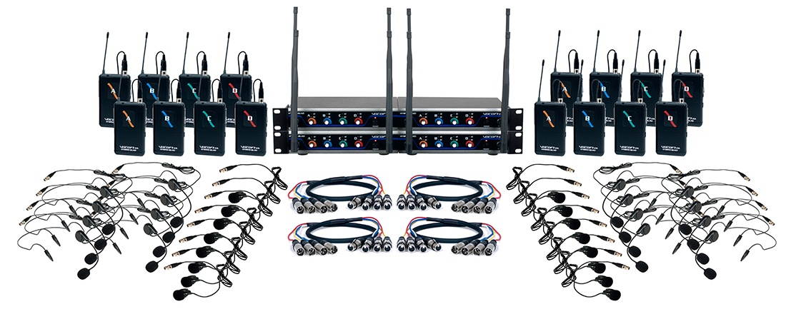 VocoPro Digital-Play-16 Sixteen-Channel UHF Digital Headset and Lapel Mic System