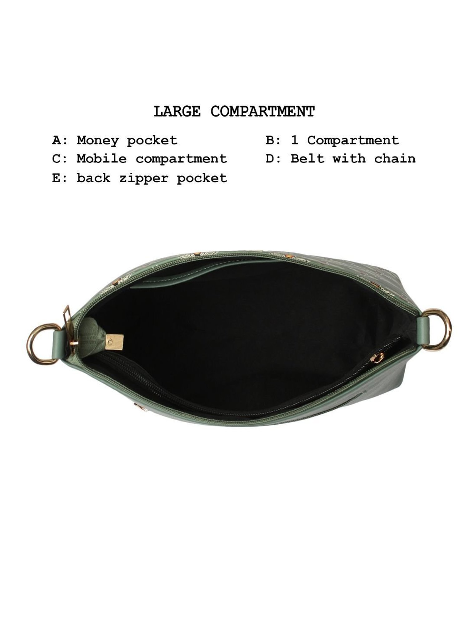 Yelloe Green Printed Medium Cross Body Bag