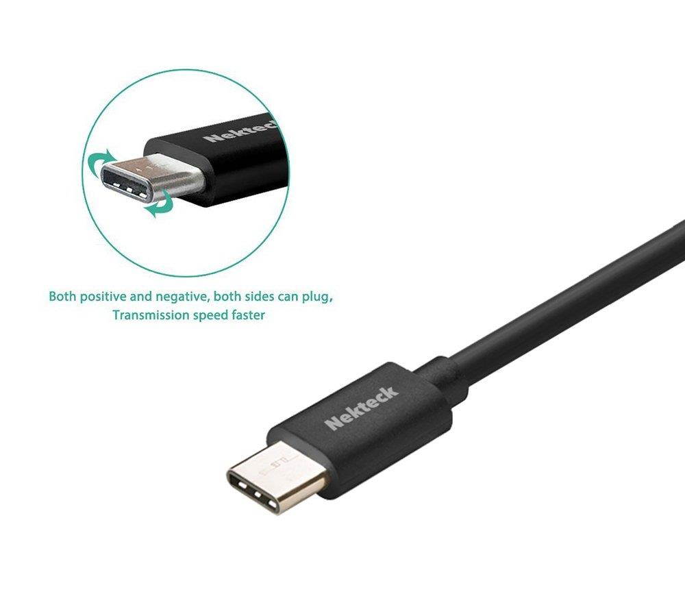 USB Type C Cable, Nekteck USB 3.1 USB-C to USB A Male 56k ohm Resistor 3.3ft Data Charging Cord Reversible Design for MacBook 12 Inch, LG G5/G6, Galaxy S9 S9 Plus/Pixel 3 2/XL OnePlus 6, Black