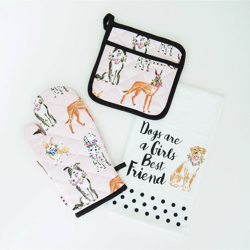 3pc Cotton Pretty Puppies Kitchen Textile Set - Simply Whimsical