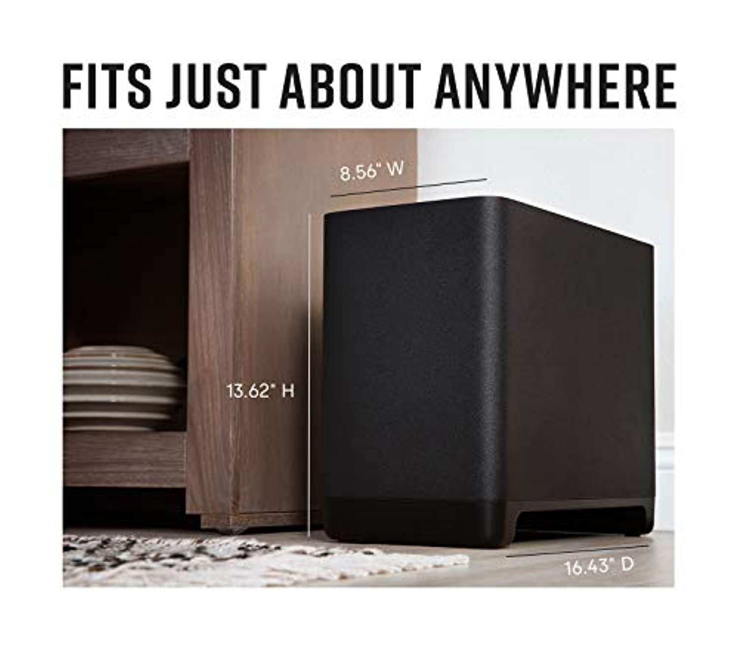 Polk React 7" Wireless Subwoofer - Designed to Add Deep, Impactful Bass to Polk React Soundbar, Bass Adjust EQ,  Alexa Compatible (300126-01-00-101)