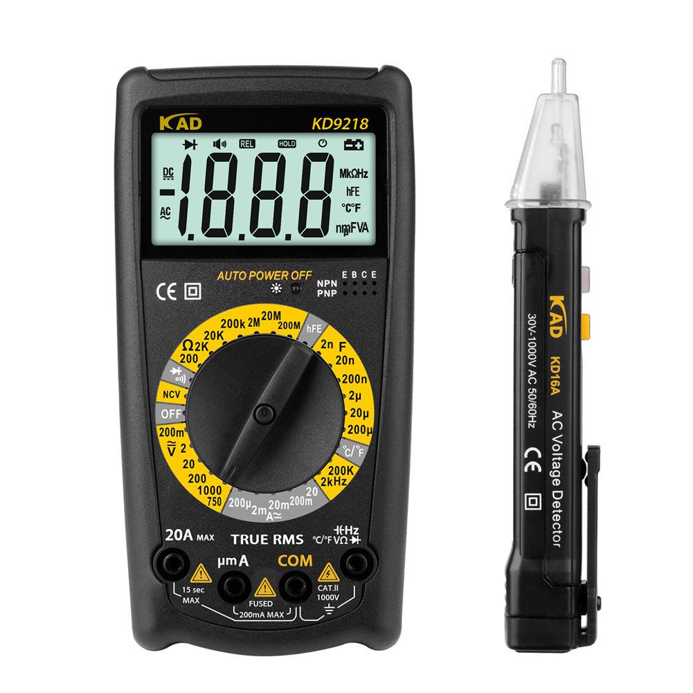 Digital Multimeter with Test Pencil Portable LCD Display Multimeter AC/DC Voltage Tester Voltmeter Ammeter