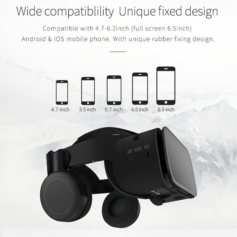 Bluetooth Wireless VR Virtual Reality 3D Glasses Goggles Headset with Remote for Smartphones Google 3d Box - white