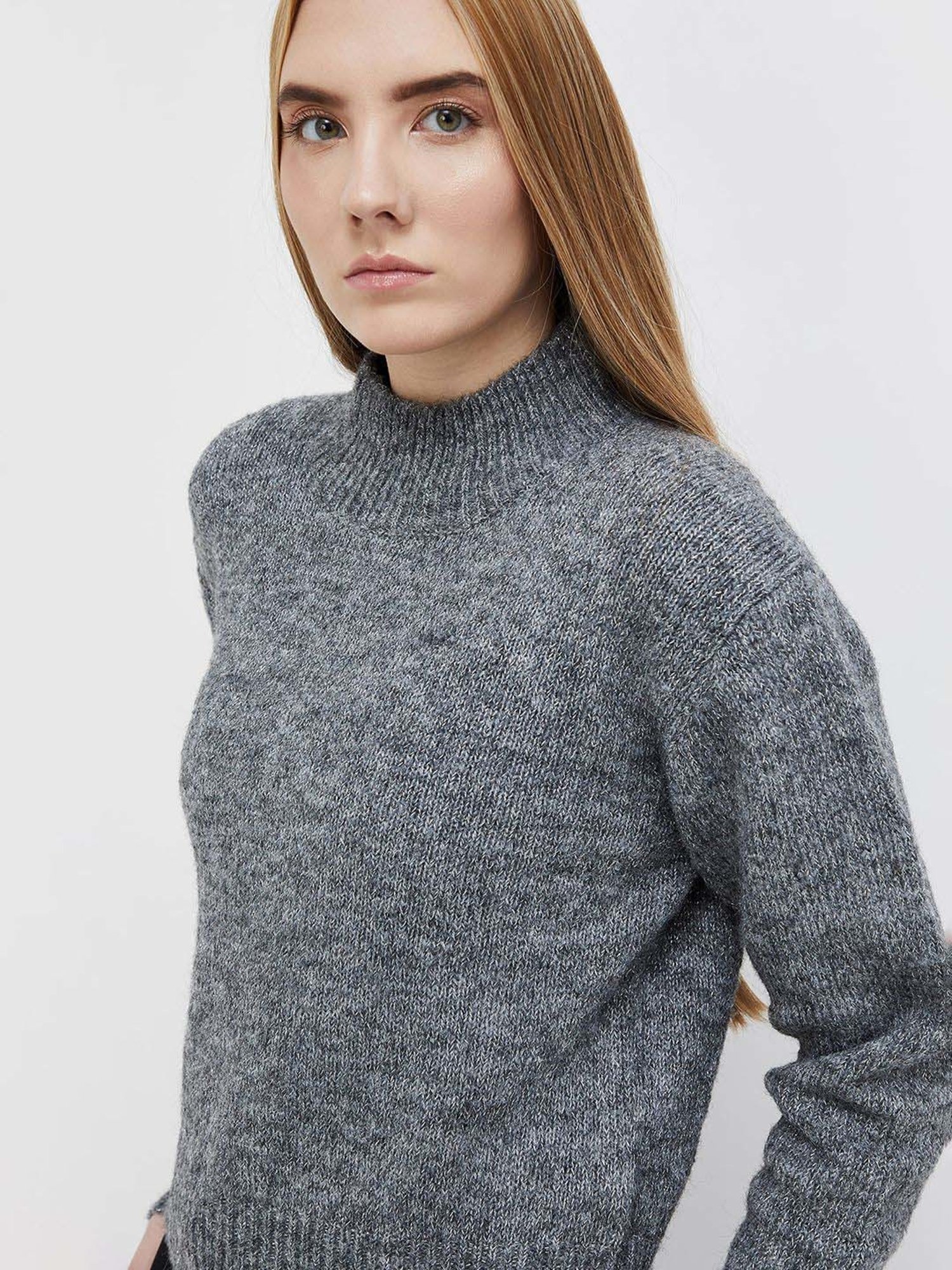 Code by Lifestyle Grey Self Pattern Sweater