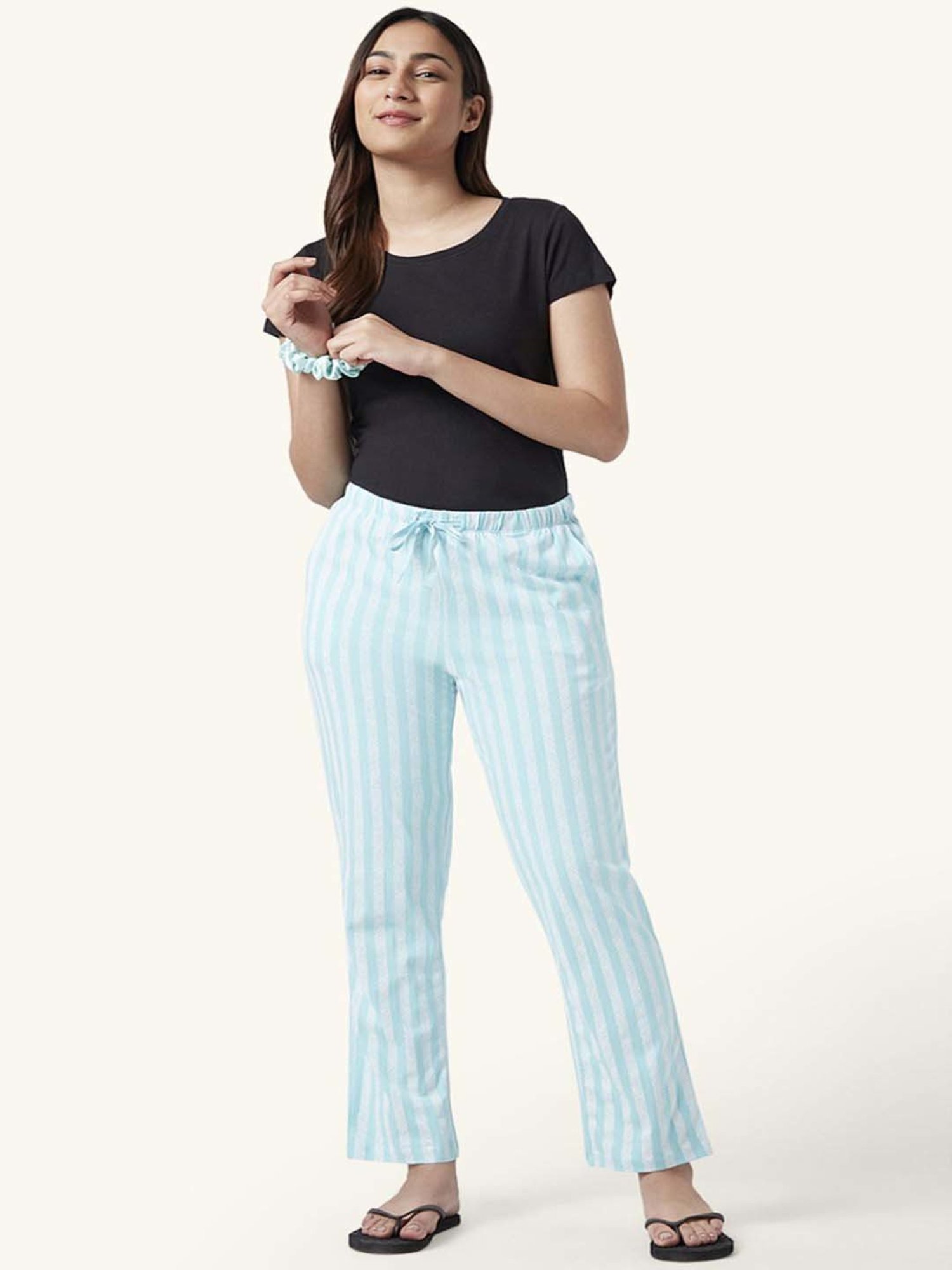 Dreamz by Pantaloons Blue Cotton Striped Pyjamas