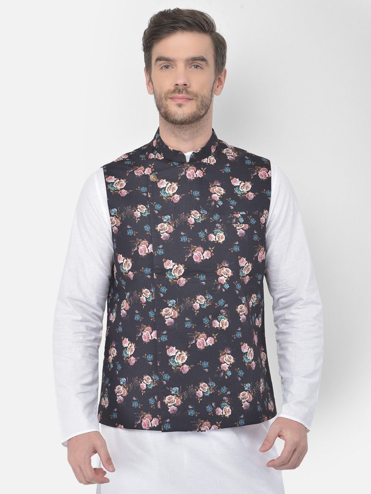 Fabindia Multicolor Regular Fit Printed Cotton Nehru Jacket