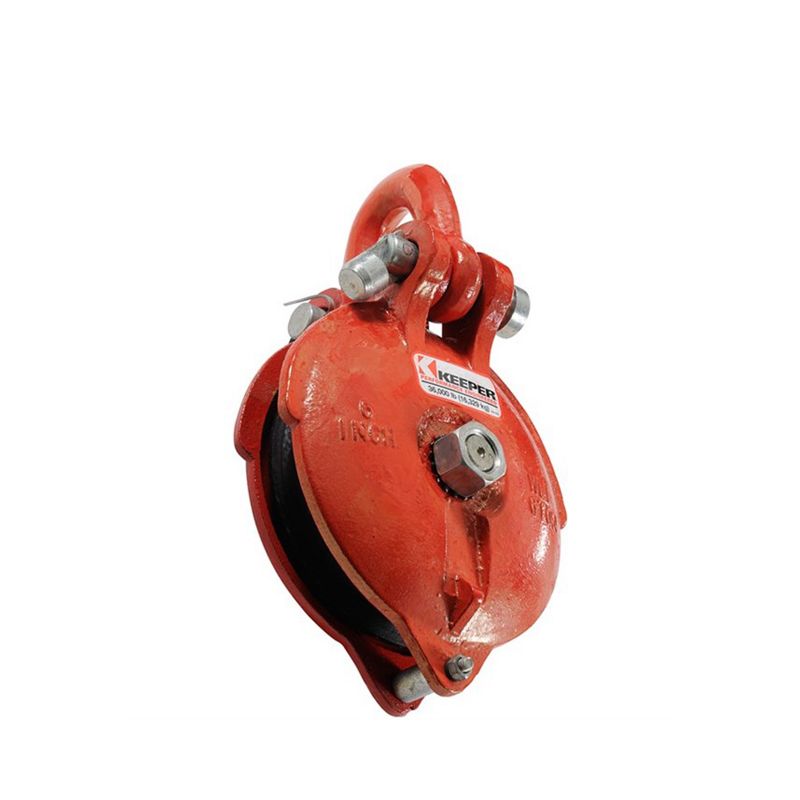Keeper KWA14650 36000 Pound Weight Capacity Heavy Duty Cast Iron Winch Snatch Pulley Block with Connectors for Straps and Chains & Grease Fitting, Red