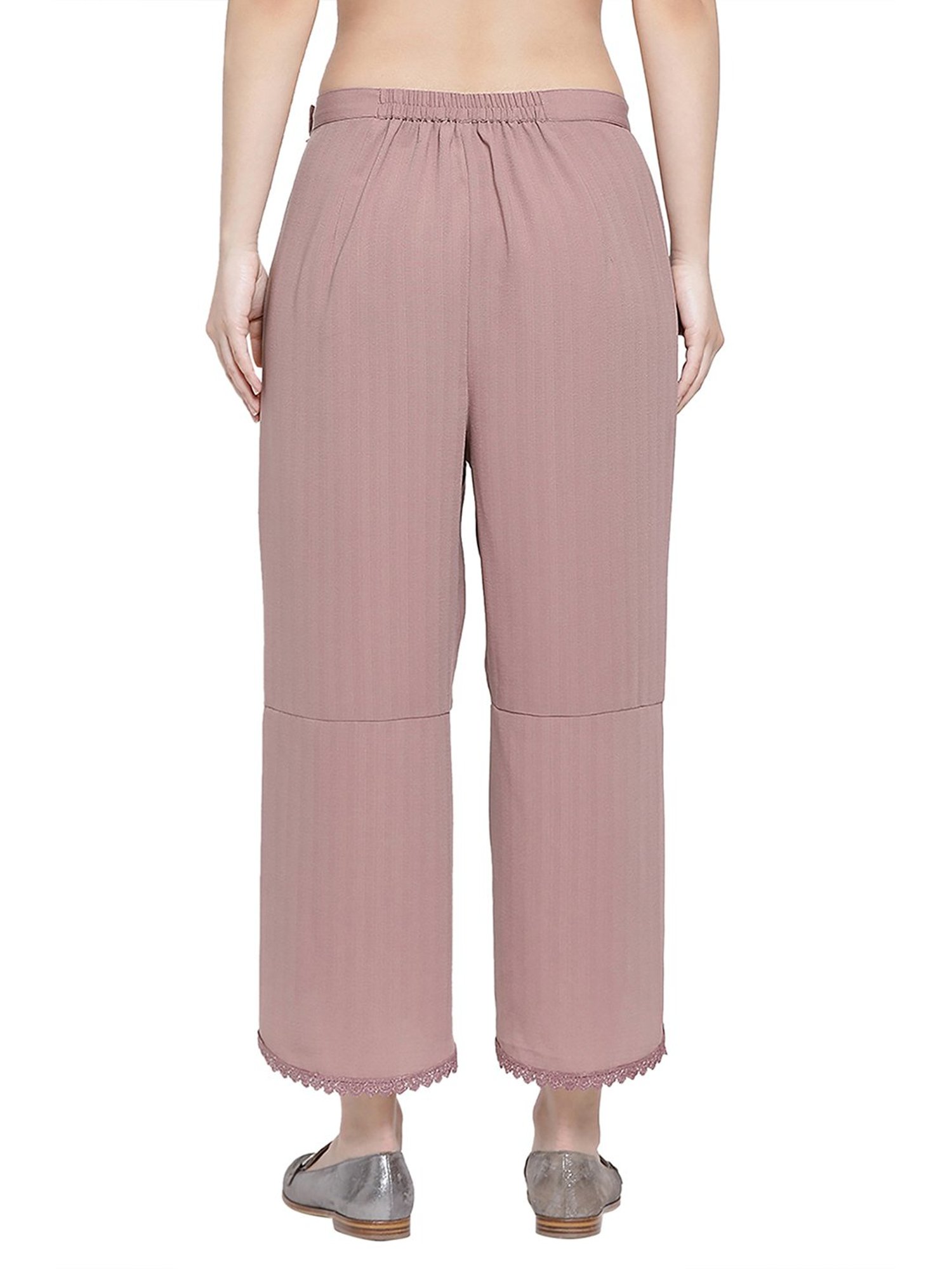 Office & You Rose Pink Straight Fit Overlap Palazzo