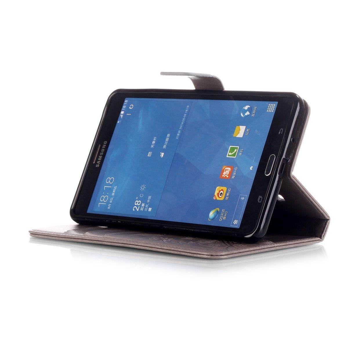 Galaxy Tab 4 7.0 Case, Newshine Butterfly & Flower PU Leather Flip Kickstand/Wallet Case [Magnetic Closure] [Card Slots] Case Cover for Samsung Galaxy Tab 4 7.0 SM-T230/T231/T235 (Gray)