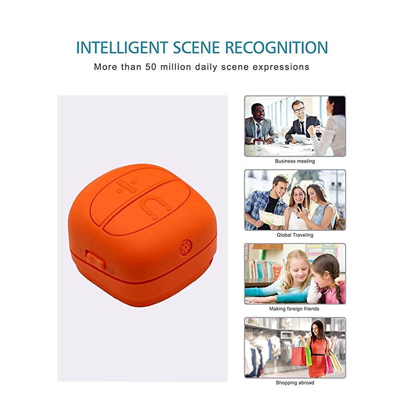 Smart Language Translator Device, Instant Online Language Translator Device Support 80+ Languages, Real-time Translation Pocket Voice Translator BT for Learning Travel Business (Orange)
