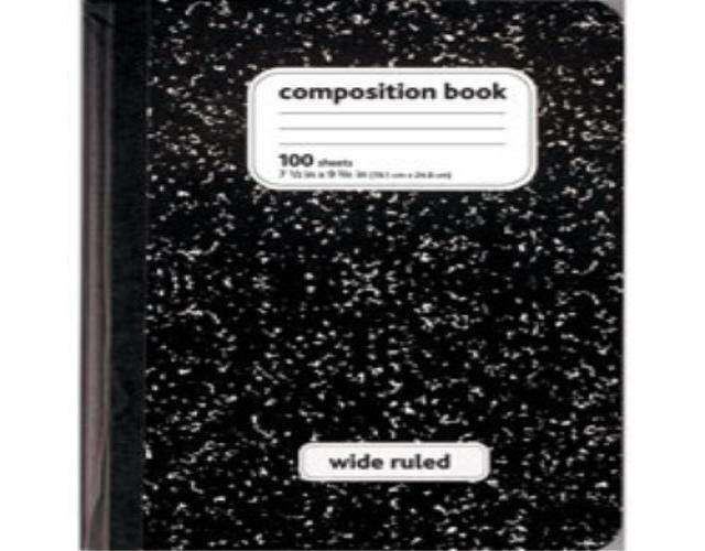 Norcom Colored Marble Composition Book, Wide Ruled, 100 Sheet, Color May Vary
