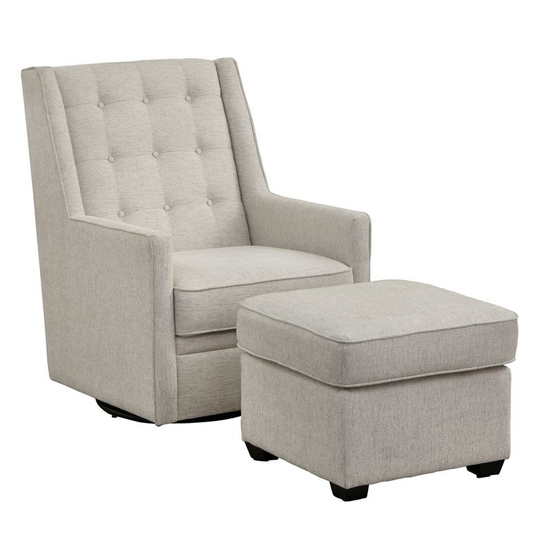 2pc Lillian Rocking/Swivel Chair and Ottoman Set Cream - Angelo:Home