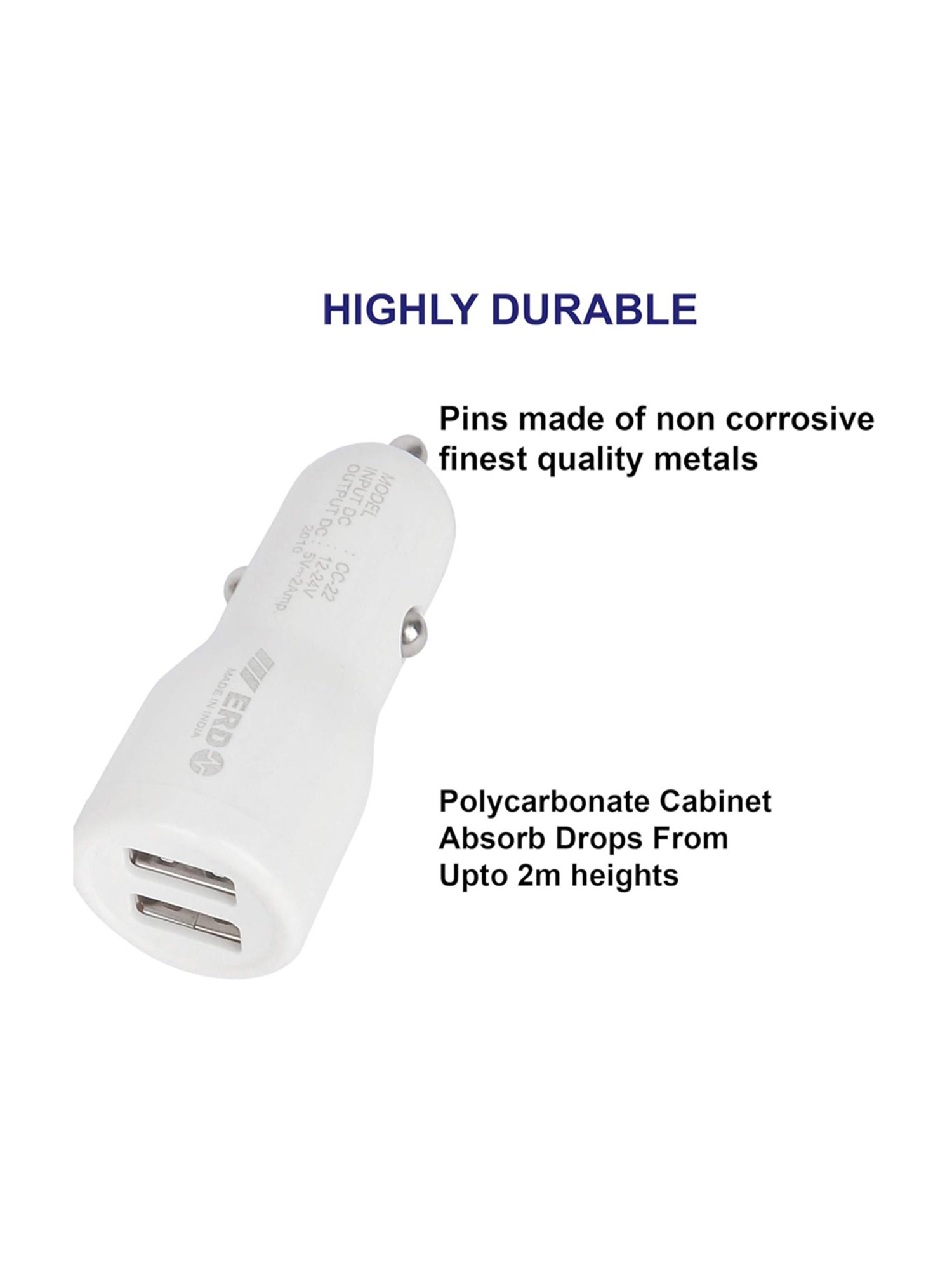 ERD 2 Amp Car Charger - (White)