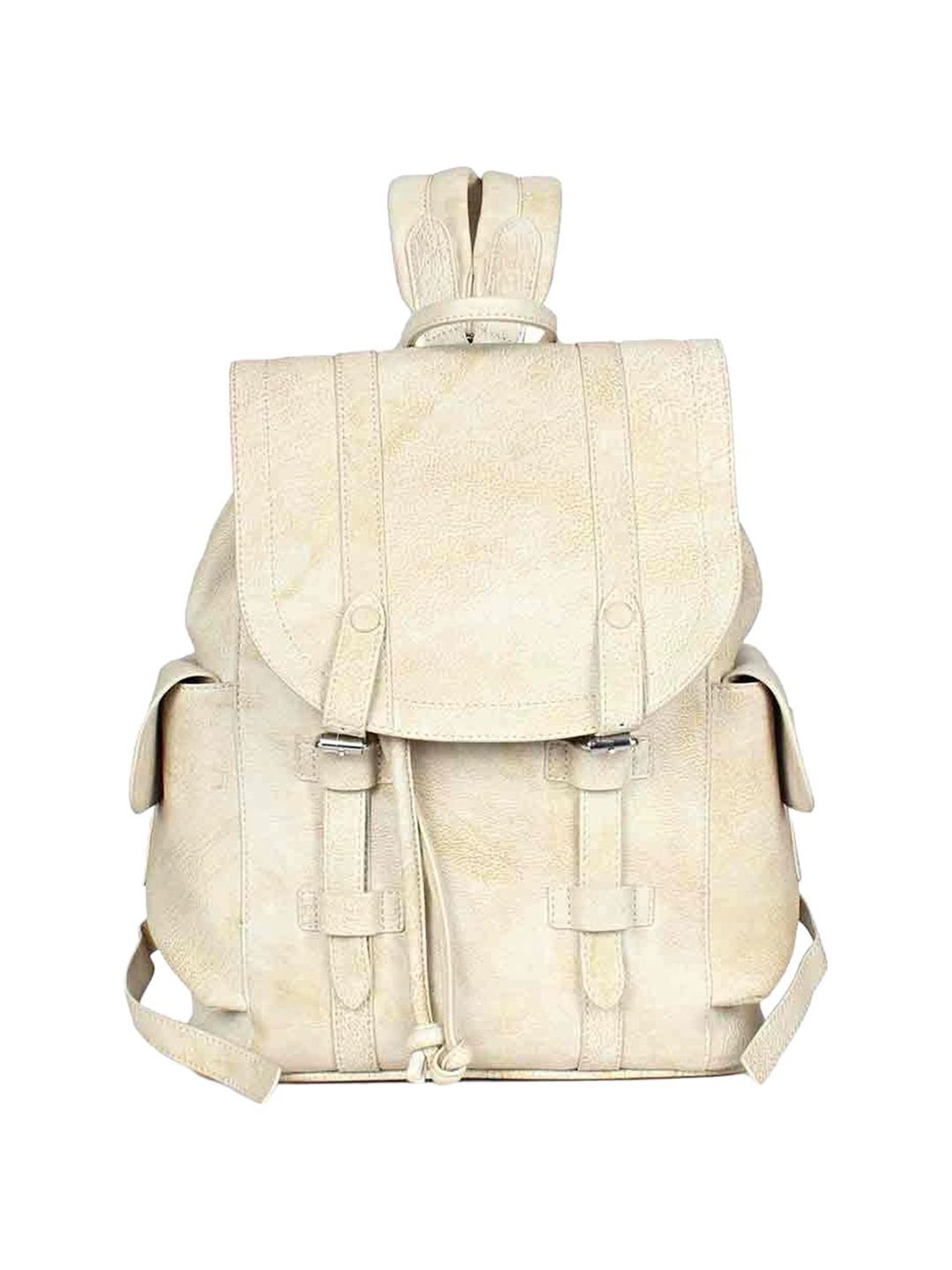 Saint G Beige Leather Medium Backpack