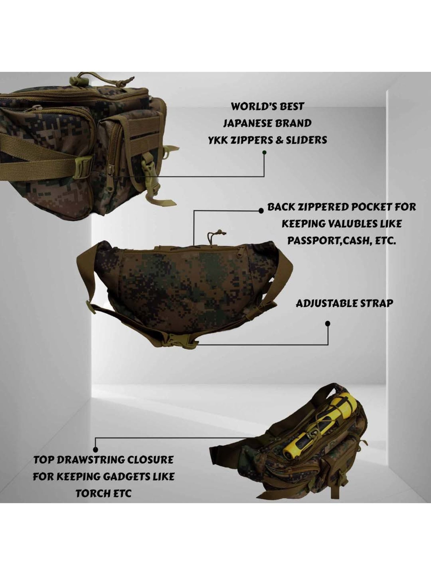 F Gear Brown Printed Waist Pouch