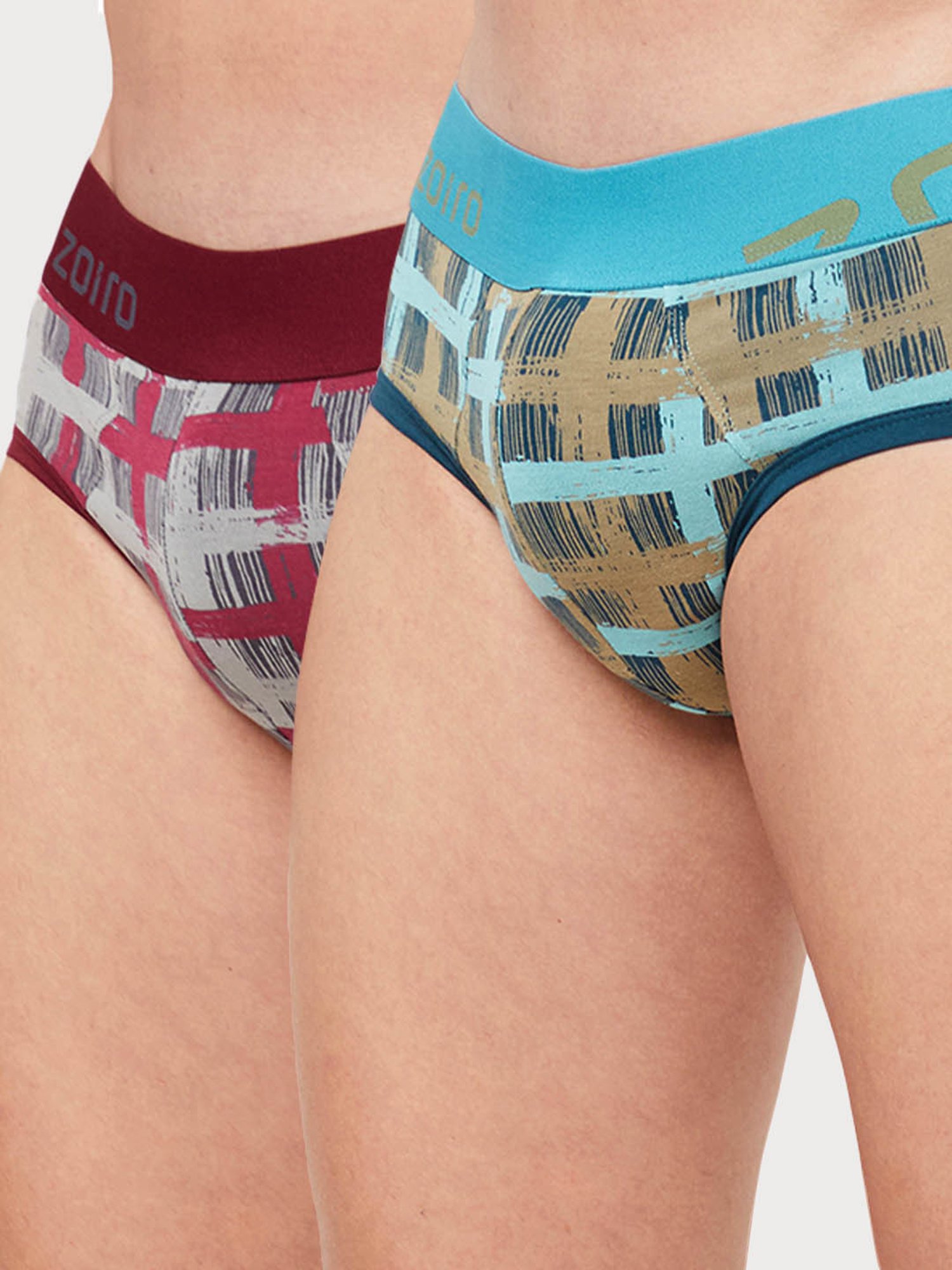 Zoiro Atlantic Deep & Nine Iron Regular Fit Checks Briefs - Pack Of 2