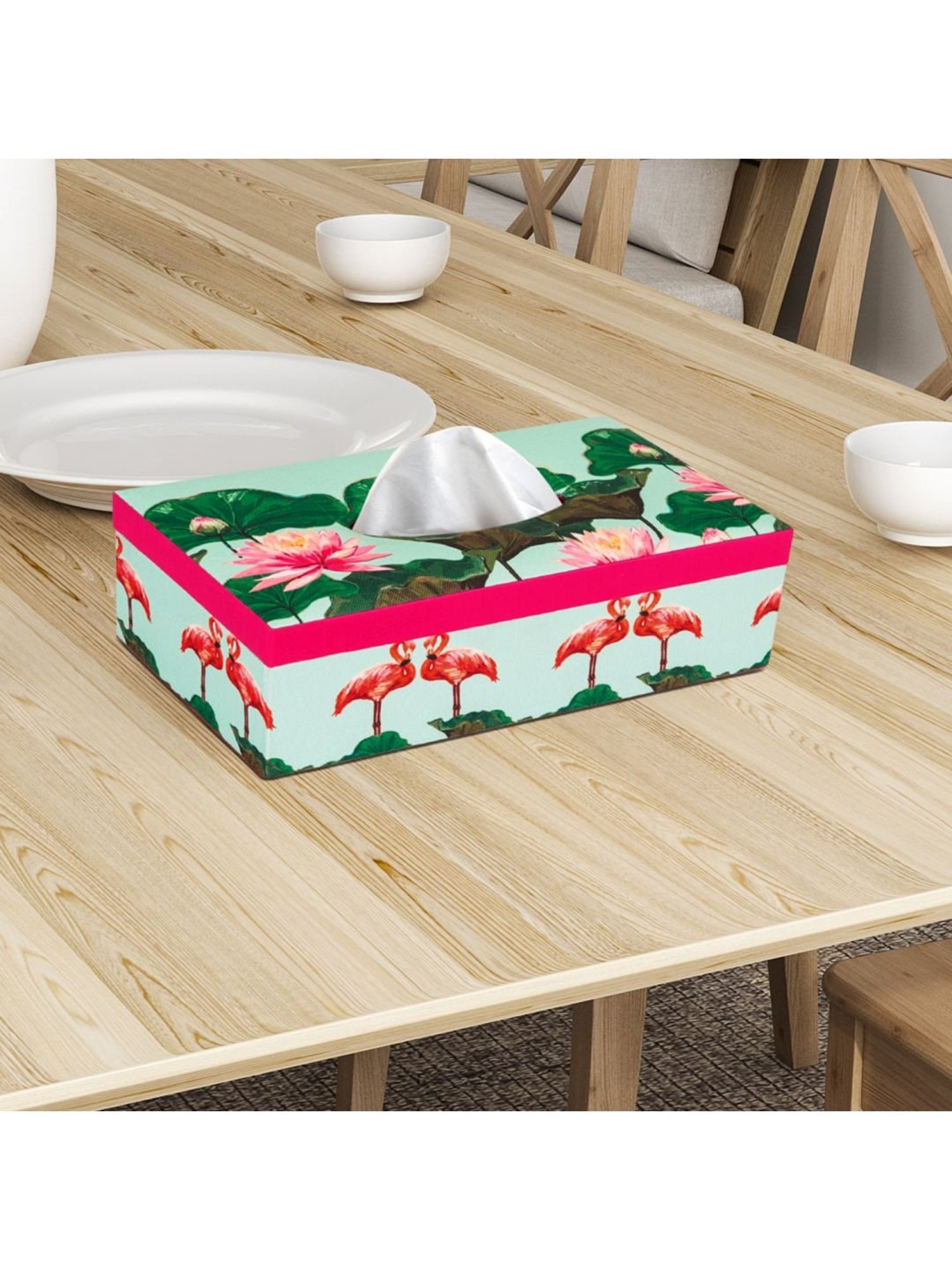 SEJ by Nisha Gupta Mint Blue Wooden Tissue Paper Box Holder - Set of 1