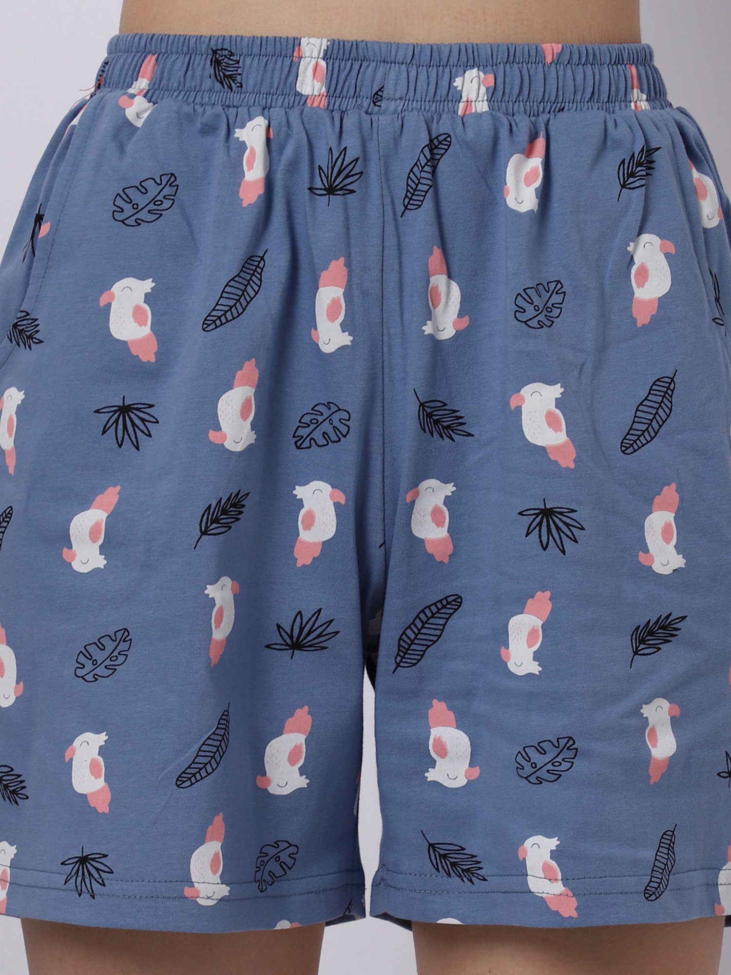 Boston Club Blue Printed Shirt With Shorts