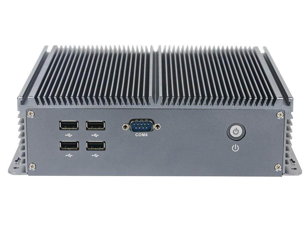 Fanless Industrial PC Rugged Computer IPC Mini PC Windows 10 Pro/ Linux with Intel Quad Core J1900 6 COM 2 Intel LAN 8G RAM 128G SSD Partaker I15
