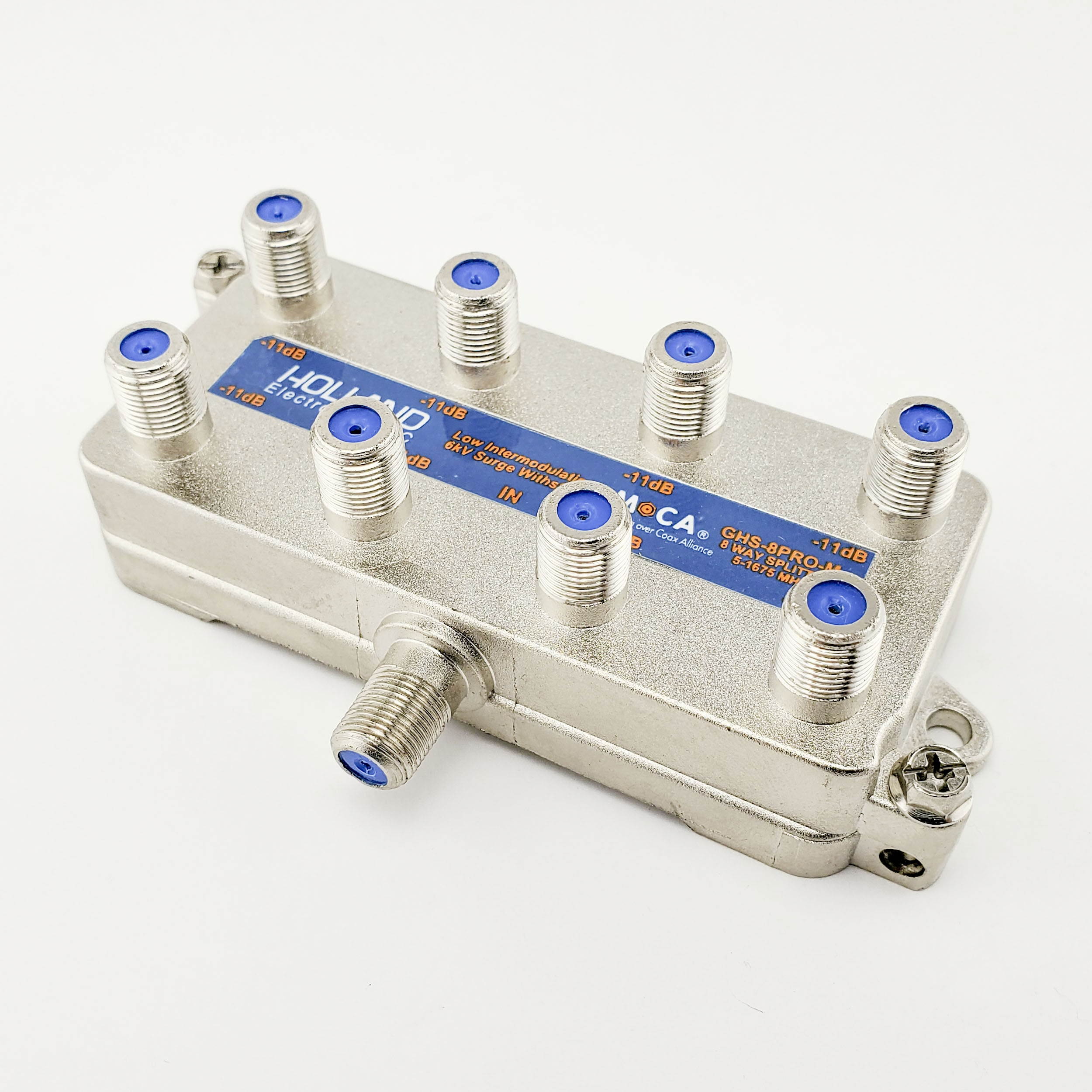 GHS-8PRO-M CATV MoCA Rated 8-Way Splitter - Holland Electronics - NEW 5-1675 MHz