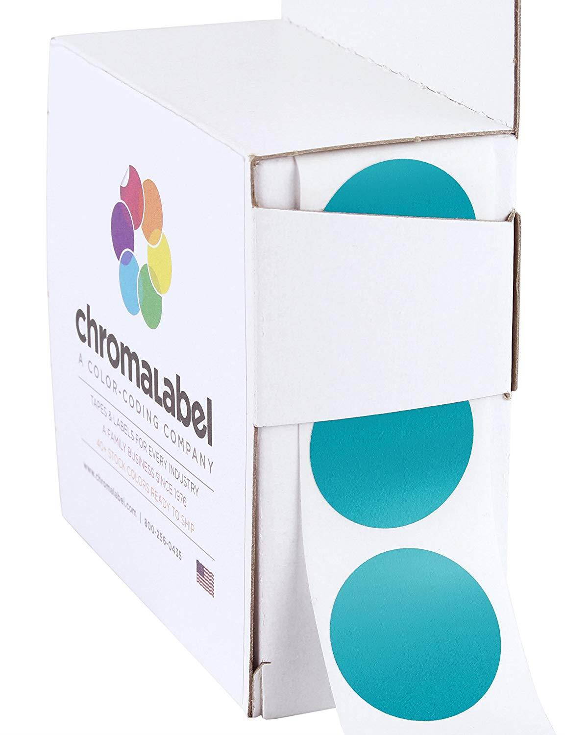 ChromaLabel 1 inch Color-Code Dot Labels | 1,000/Dispenser Box (Teal)