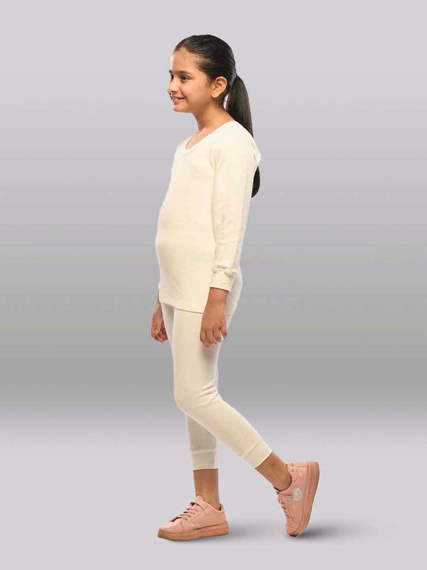 Dyca Kids Grey Melange Textured Thermal Top (Pack Of 2)