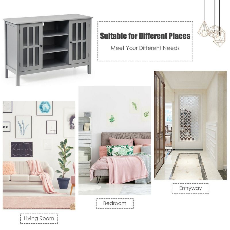 Costway Wood TV Stand Entertainment Media Center Console for TV's up to 50'' Grey