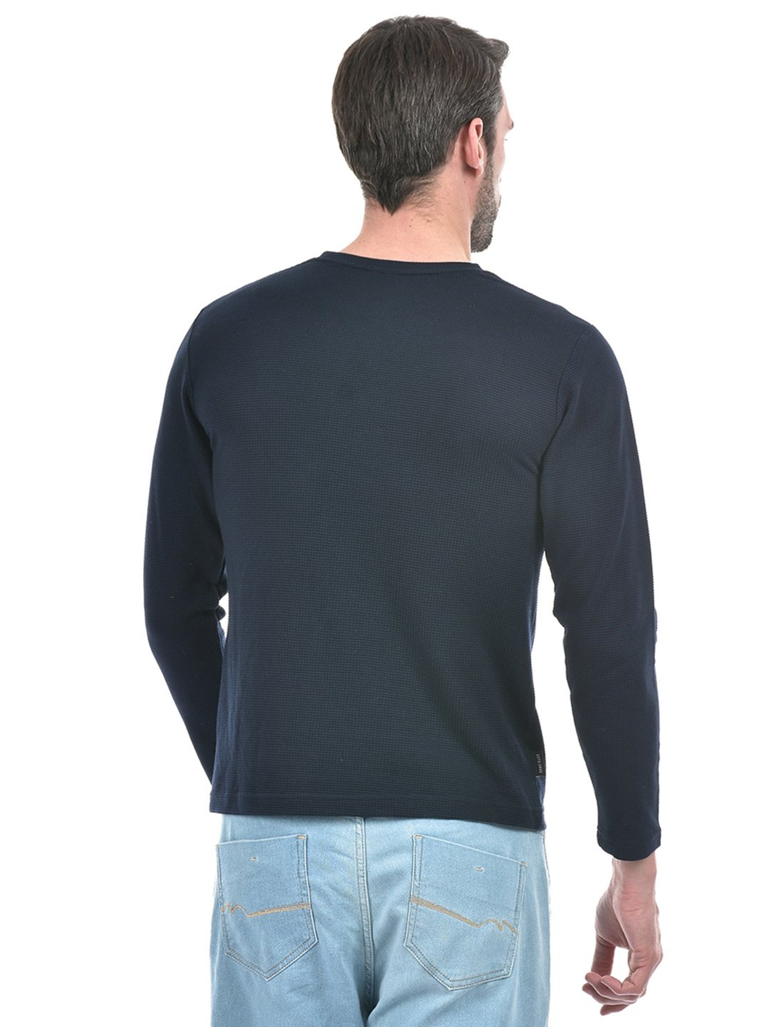 Integriti Navy Regular Fit Textured Crew T-Shirt