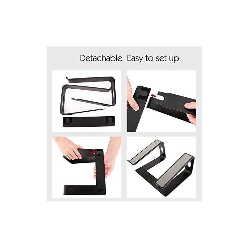 Laptop Riser Stand, Universal Detachable Portable Sturdy Aluminum Alloy Notebook PC Desk Holder, Compatible with Acer, ASUS, HP, Sony, Dell XPS, Lenovo Between 11"-15.6", Black