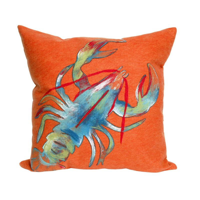 20"x20" Oversize Indoor/Outdoor Lobster Square Throw Pillow Orange - Liora Manne