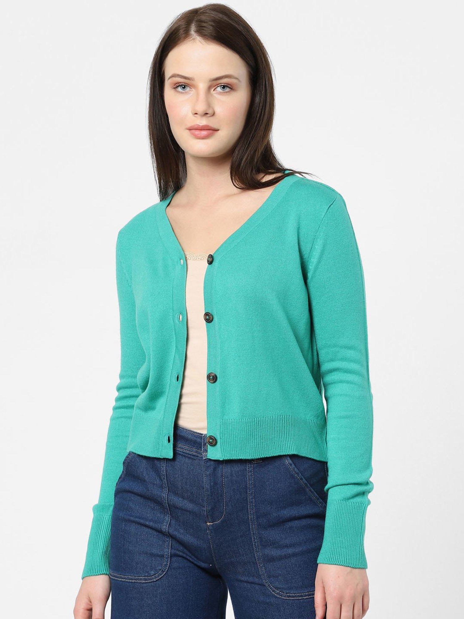 Vero Moda Green Regular Fit Cardigans