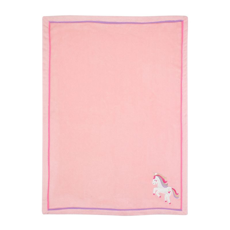 Lambs & Ivy Magic Unicorn Pink/Rainbow Fleece Baby Blanket