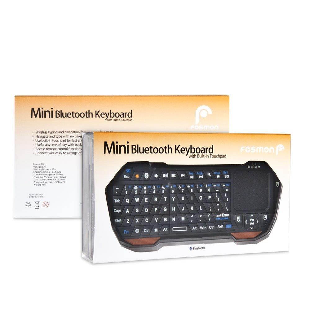 Fosmon Portable Mini Wireless Bluetooth Keyboard Controller with Built-In Touchpad for Tablets, Smartphones & PS3 - Compatible with Samsung Galaxy S4 S IV S3 SIII /  - Black and Orange